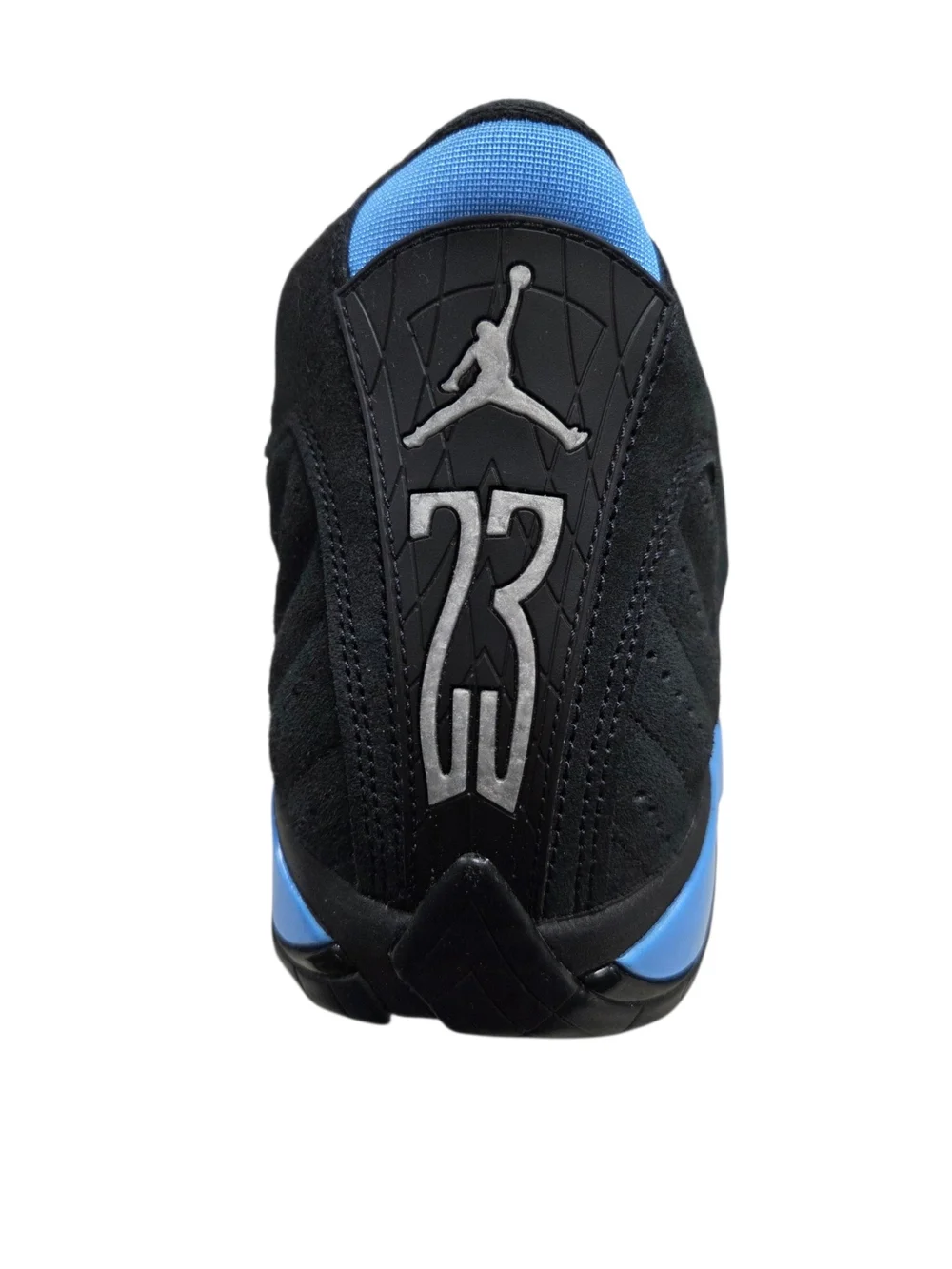 Air Jordan 14 Retro Black and University Blue Sneakers